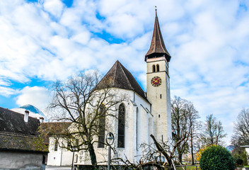 Fototapeta na wymiar Schlosskirche. The Castle church of Interlaken, Switzerland.