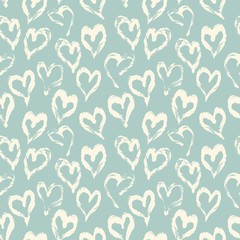 Seamless heart pattern. Hand painted ink brush