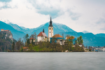 Lake Bled Island Slovenia European Alps Alpine Christian Church