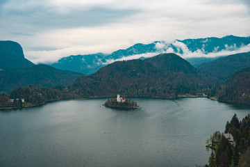 Lake Bled Island Slovenia European Alps Alpine Christian Church