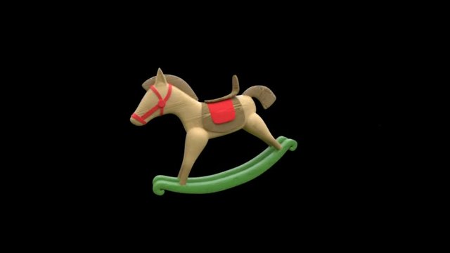 Animation Rocking horse on black background.