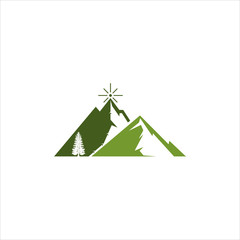 mountain and fir tree logo design