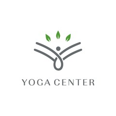 Obraz premium yoga logo design template. human meditation vector illustration.