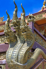 Pathum Thani District, Pathum Thani / Thailand / January 2, 2020 : Wat Rangsit, Temple is a beautiful northern style pavilion. Naga Statues..