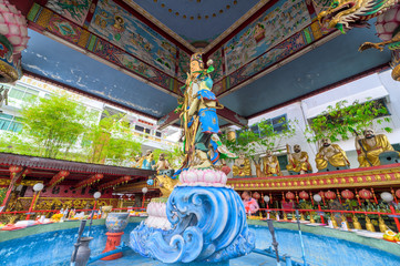 Lat Phrao, Bangkok / Thailand / January 1, 2020 : Bodhisattva's temple, Beautiful Chinese...