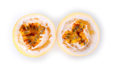 Passion fruit isolated on white background.