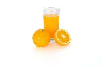 orange juice in glass isolate on white