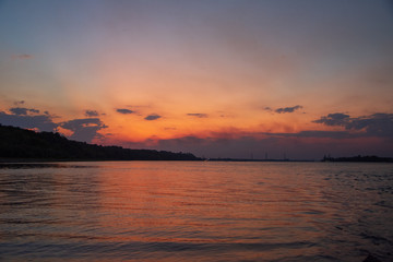Amazing sunset over the river