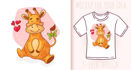 Cartoon cute baby lion. Vector illustration on white background.