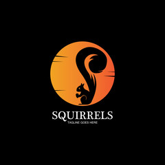 creative squirrel animal logo design icon symbol illustration-vector