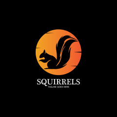 creative squirrel animal logo design icon symbol illustration-vector