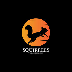 creative squirrel animal logo design icon symbol illustration-vector