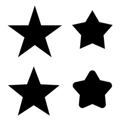 Black Star icon silhouette set. Vector stars