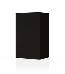 Matt black box isolated on white background mockup