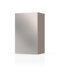 Matt silver box mockup isolated on white background