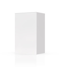 White matt box isolated on white background mockup