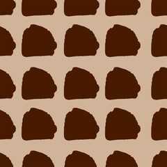 Abstract block motif. Vector illustration. Background with minimalistic elements. Textured seamless pattern. Grunge endless template. Brown and beige colours backdrop. Fabric textile print.