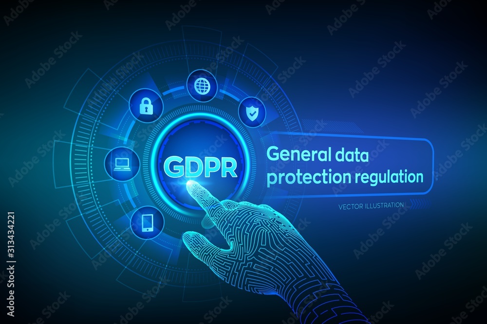 Poster gdpr. general data protection regulation. cyber security and privacy concept on virtual screen. prot