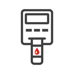 Minimalistic glucometer icon. A medical device for checking blood glucose levels. Isolated vector on a white background