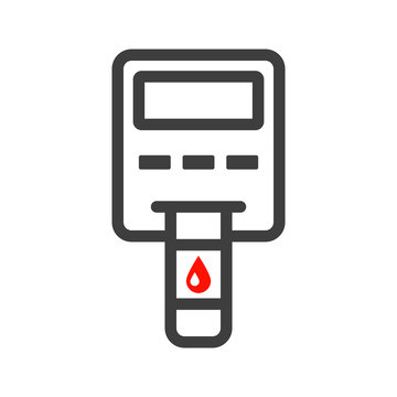 Minimalistic glucometer icon. A medical device for checking blood glucose levels. Isolated vector on a white background