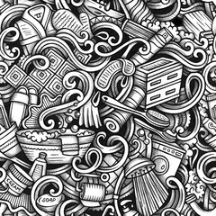 Bathroom hand drawn doodles seamless pattern. Graphics background design.