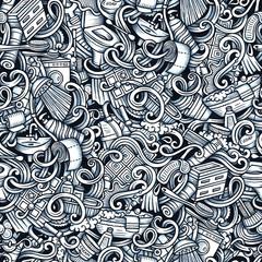 Bathroom hand drawn doodles seamless pattern. Graphics background design.