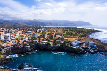Aerial view of Tarrafal coast (ponta de atum) in Santiago island in Cape Verde - Cabo Verde