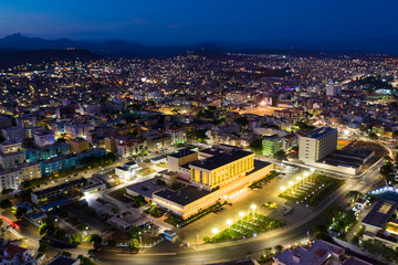 Night aerial view of Praia city in Santiago in Cape Verde Islands (Cabo Verde)