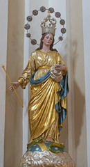 CATANIA, ITALY - APRIL 8, 2018: The carved statue of Virgin Mary in church Chiesa di San Giuseppe...