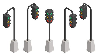 isometric traffic lights