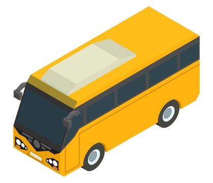 yellow isometric bus for carrying passengers