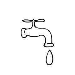 doodle water tap icon vector illustration logo template hand drawn style