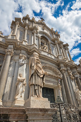 Fototapeta na wymiar Catania - The baroque portal of Basilica di Sant'agata.