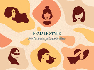 Female styles modern graphic collection. Logotype for shops.