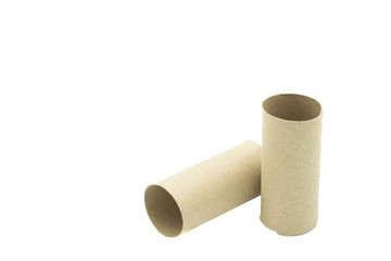 Empty toilet rolls isolated on white background.