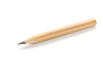 Fototapeta premium Wooden new short pencil isolated on white background