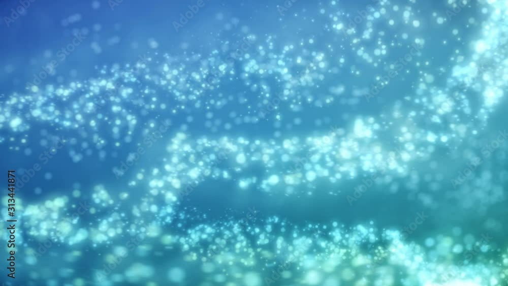 Poster abstract motion background shining blue magic particles stars sparks wave movement loop