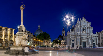 CATANIA, ITALY - APRIL 8, 2018: The Basilica di Sant'agata at morning dusk.