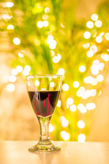Single glass of red mulled wine