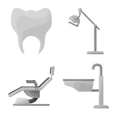 Vector illustration of stomatology and dentist sign. Collection of stomatology and dentistry stock symbol for web.