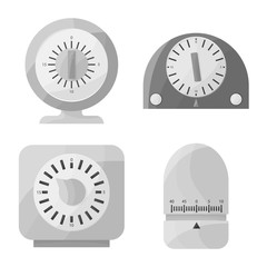 Vector illustration of equipment and count sign. Collection of equipment and clock stock symbol for web.
