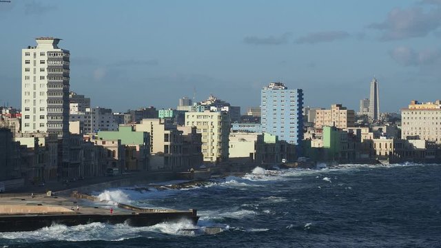 View from El Morro Castle towards El Malecon, Centro Habana and Vedado, Havana, La Habana Province, Cuba