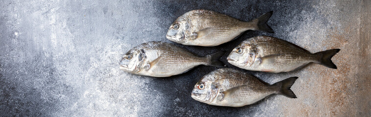 Fresh uncooked Dorado or sea bream fish
