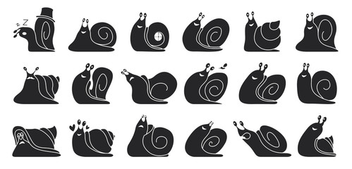 Animal of snail black vector set icon.Illustration of isolated black icon slow animal. Vector illustration set snail on white background . © Svitlana