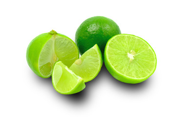 Green lime isolated on white background.