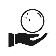 Magic fortune telling crystal ball line vector illustration. Vector logo cartoon icon isolated