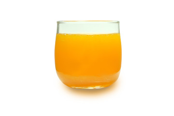 Glass of 100% Orange juice with pulp isolate on white background