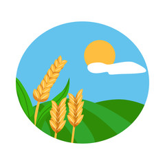 Isolated object of landscape and wheat sign. Set of landscape and field stock symbol for web.