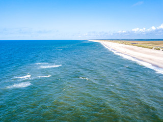 Fototapeta na wymiar Aerial view of the Sondervig Beach in Denmark - Europe