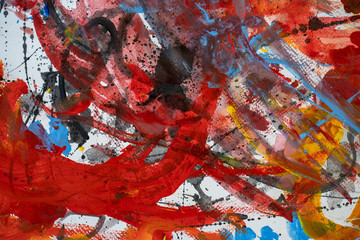 Splashing watercolor on white paper
